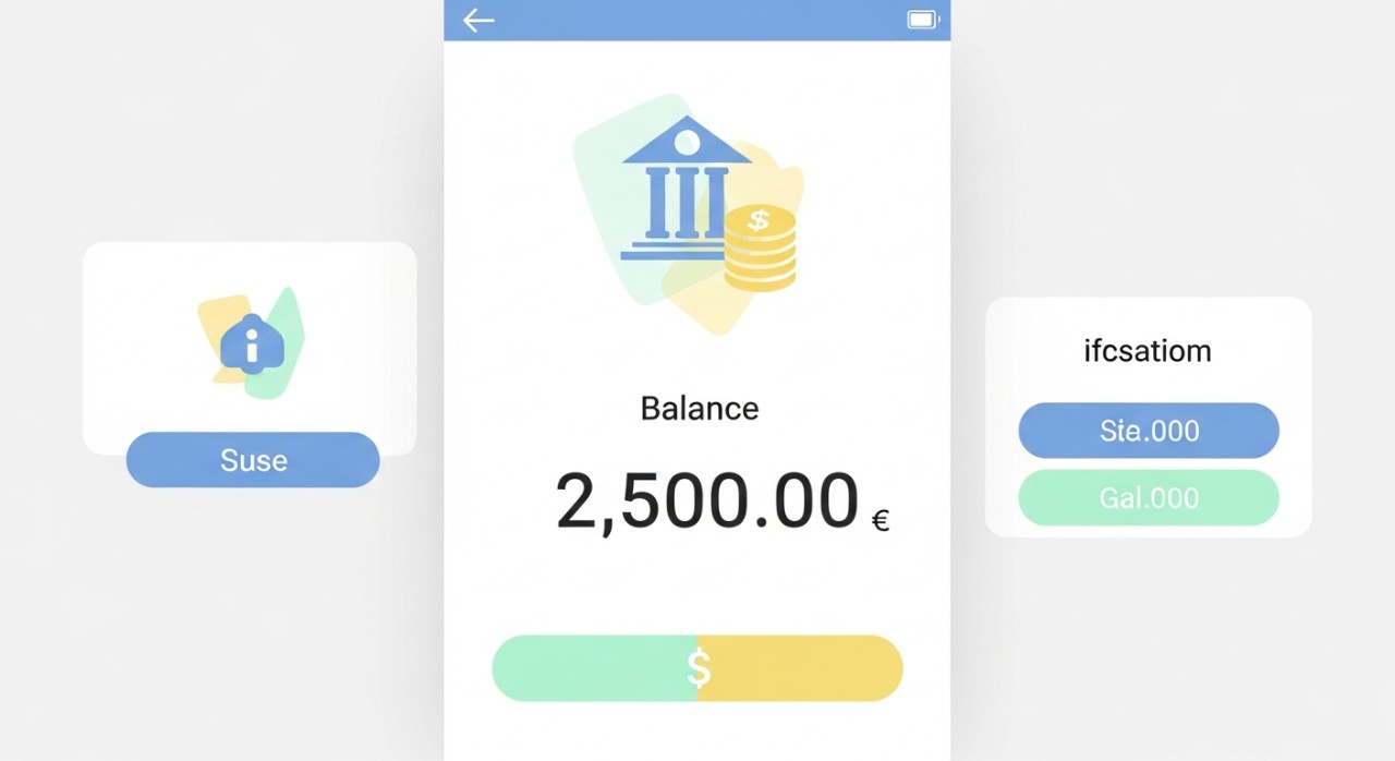 Paparan antara muka aplikasi perbankan mudah alih yang memaparkan menu utama dan jumlah baki di bahagian atas.