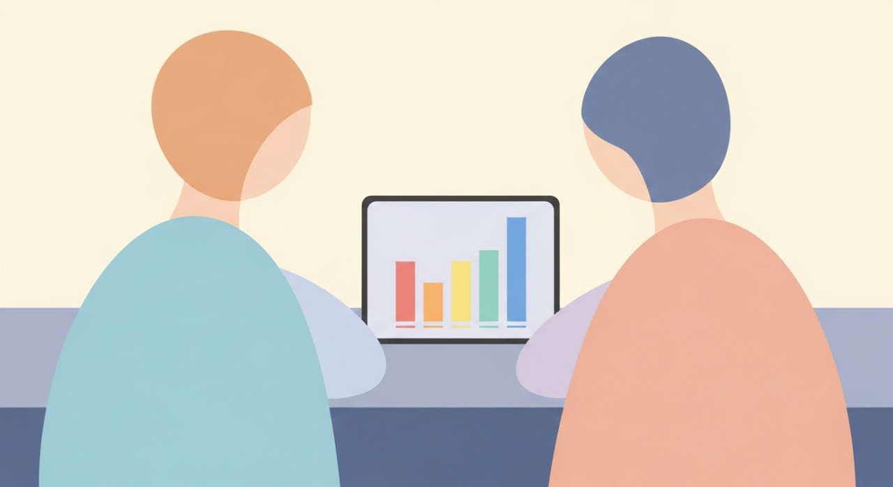 Dua orang sedang melihat dan membandingkan tawaran pelan data internet dari beberapa syarikat telco pada layar tablet.