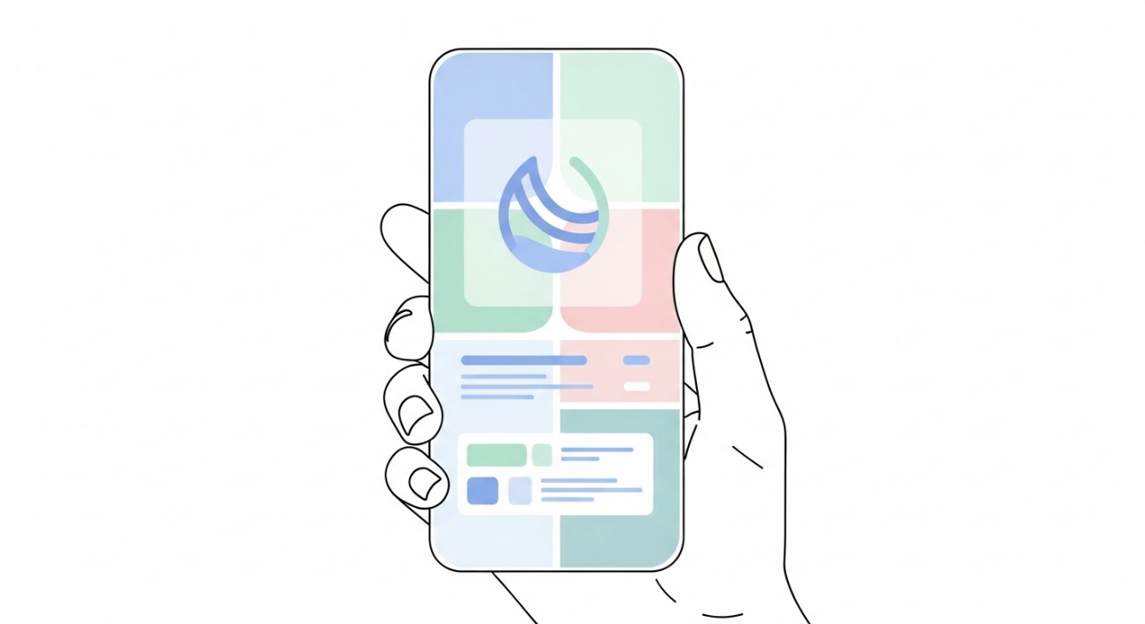 Seseorang sedang melihat jumlah tunggakan bil air pada skrin telefon pintar.