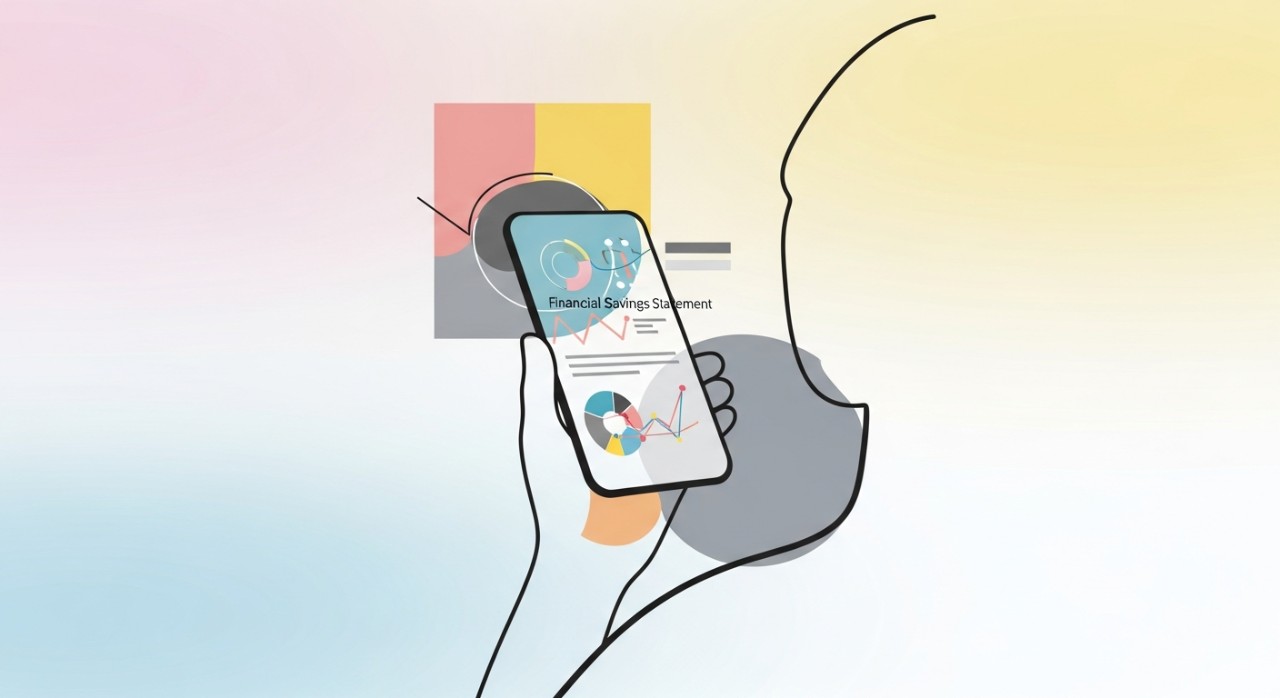 Seorang individu sedang meneliti baki simpanan pendidikan melalui aplikasi di telefon pintar.