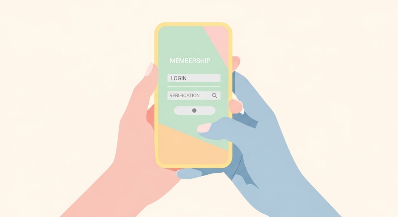 Seseorang sedang melihat skrin telefon pintar untuk menyemak status keahlian dalam sistem digital.