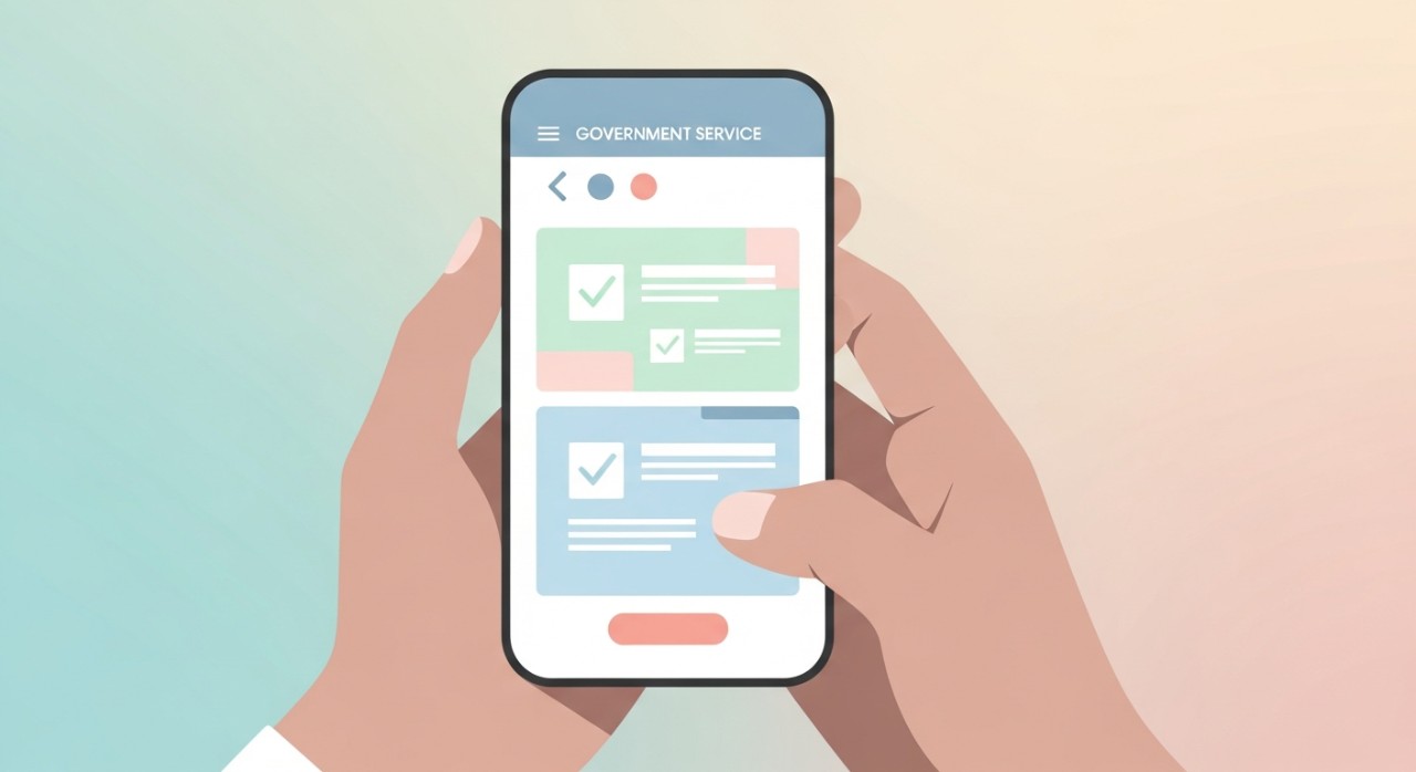 Seorang individu sedang meneliti maklumat pada skrin telefon pintar untuk menyemak status bantuan.