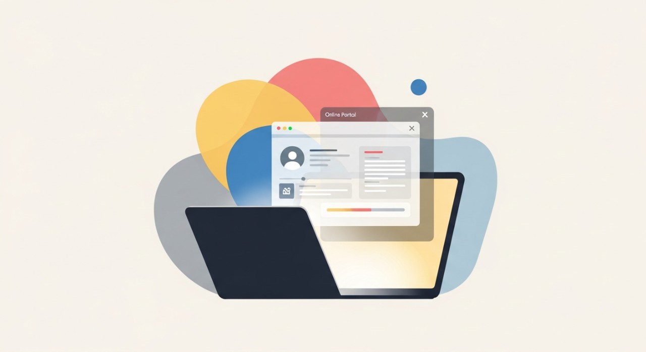 Seorang individu sedang meneliti maklumat pada skrin komputer riba untuk menyemak status terkini.