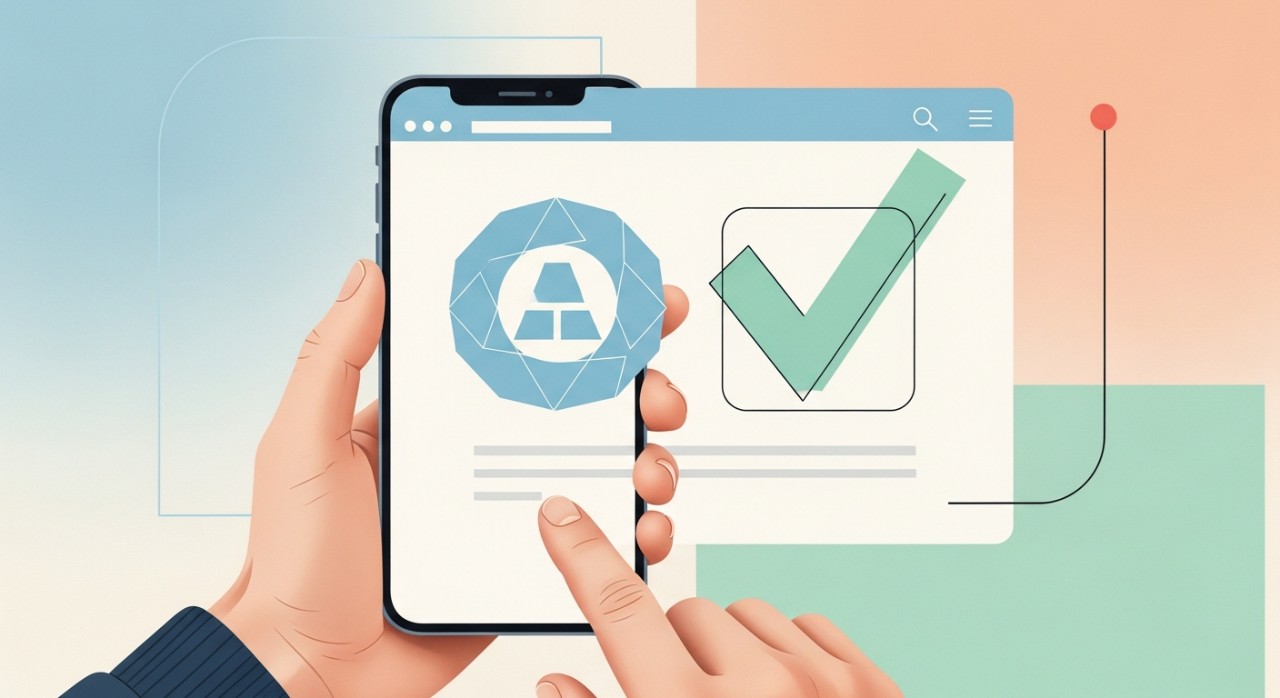 Seorang individu sedang melihat status kelulusan bantuan kewangan pada skrin telefon pintar.