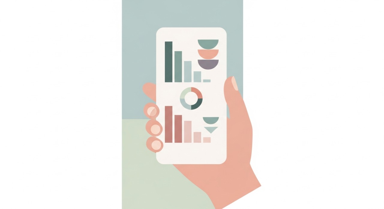 Seseorang sedang menyemak status kewangan pada skrin telefon pintar