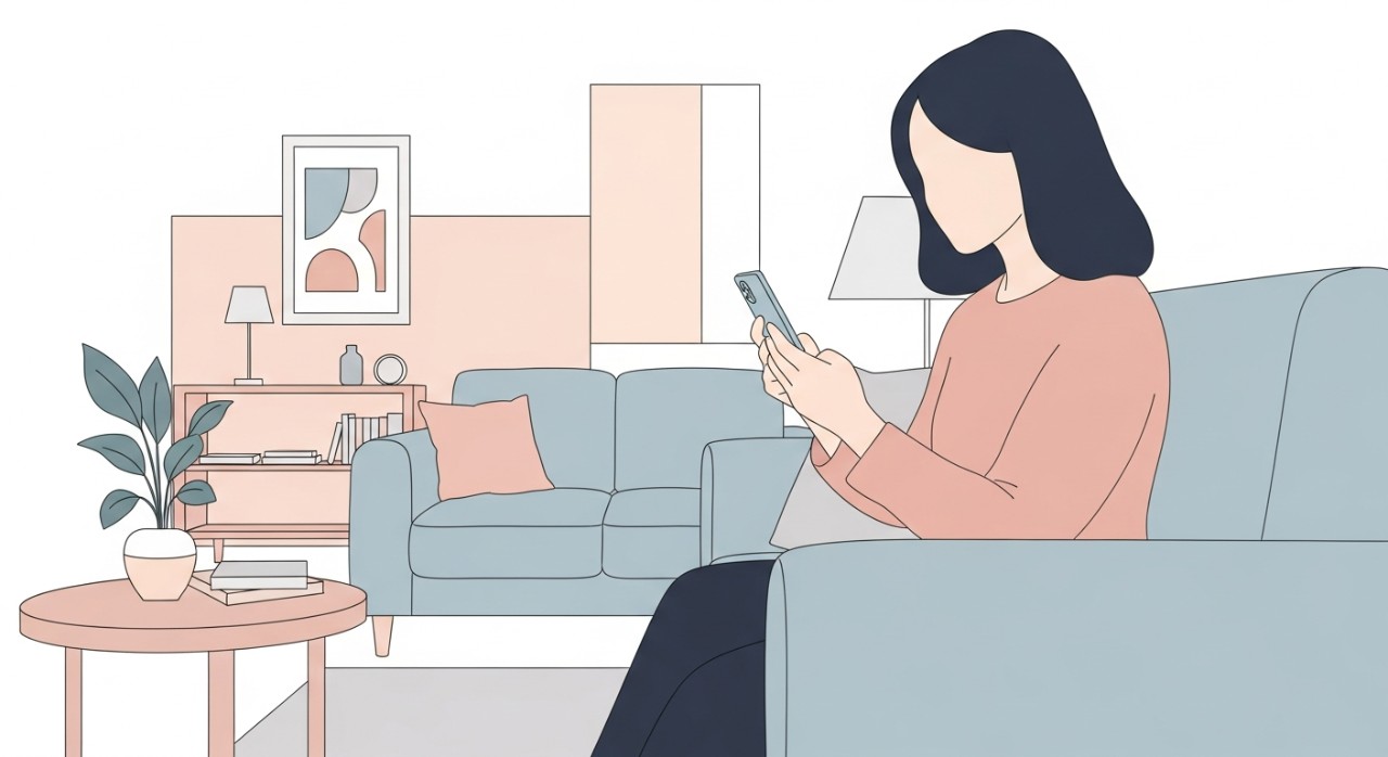 Seorang individu sedang menyemak maklumat bantuan kewangan melalui skrin telefon pintar