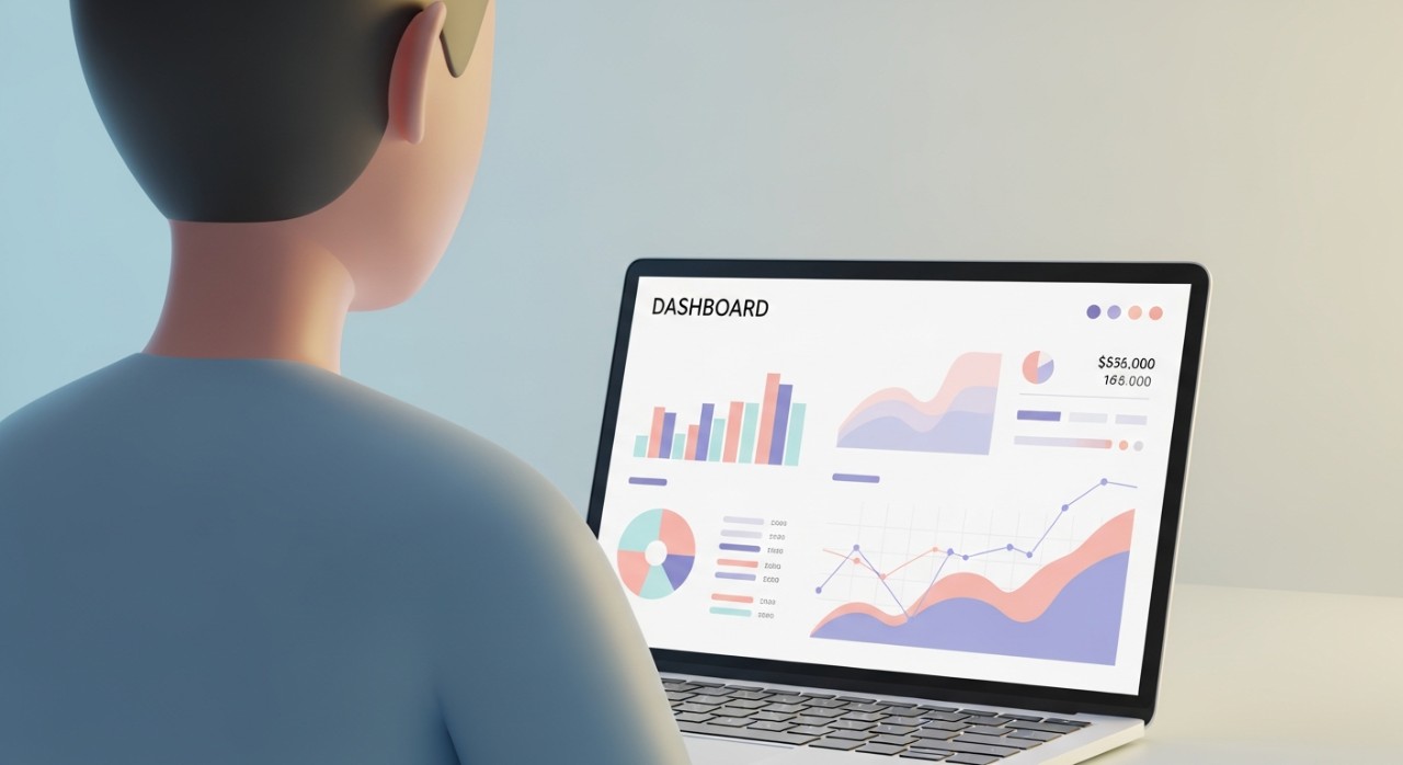 Seseorang sedang meneliti maklumat permohonan pengeluaran wang pada skrin komputer riba